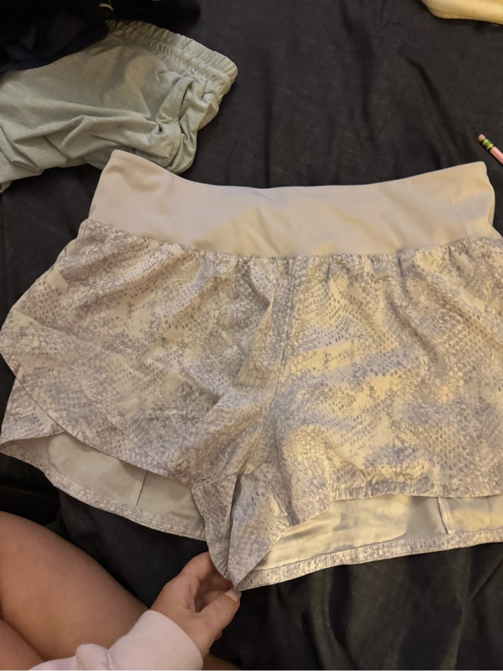 Avia Light Gray Snake-Print Athletic Skort Shorts